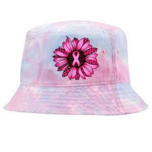 Sunflower Pink Ribbon Breast Cancer Awareness Tie-Dyed Bucket Hat