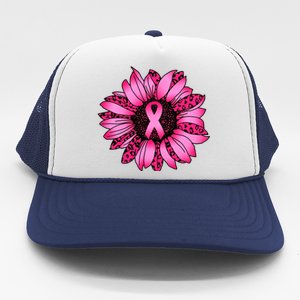 Sunflower Pink Ribbon Breast Cancer Awareness Trucker Hat