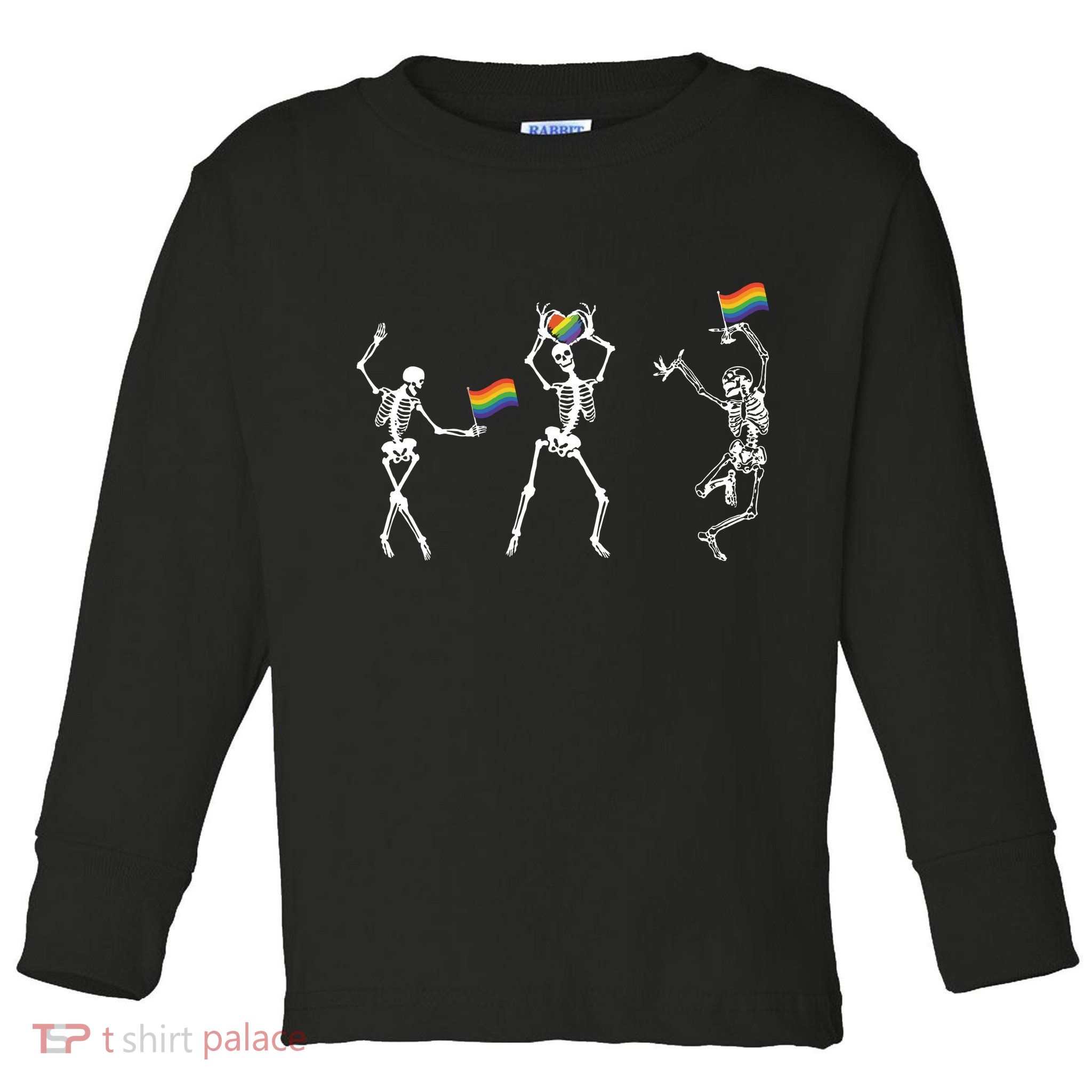 Skeleton Pride Rainbow Lgbtq Funny Pride. Toddler Long Sleeve Shirt