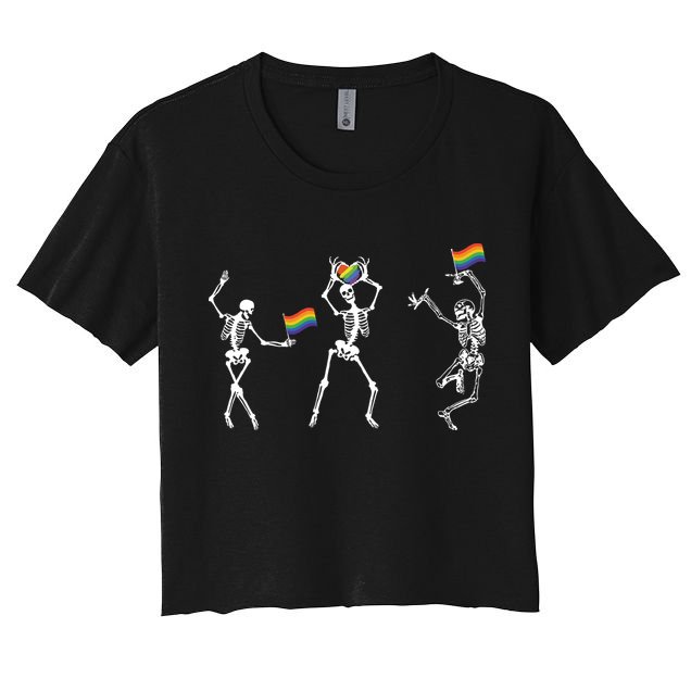 Skeleton Pride Rainbow Lgbtq Funny Pride. Crop Top