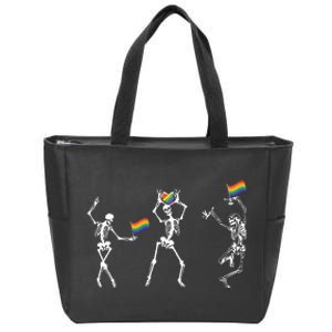 Skeleton Pride Rainbow Lgbtq Funny Pride. Zip Tote Bag