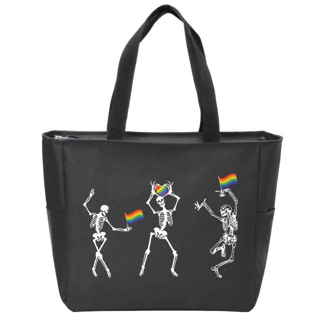 Skeleton Pride Rainbow Lgbtq Funny Pride. Zip Tote Bag