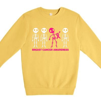 Skeleton Pink Ribbon Breast Cancer Awareness Halloween Boys Premium Crewneck Sweatshirt