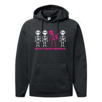 Skeleton Pink Ribbon Breast Cancer Awareness Halloween Boys Performance Fleece Hoodie