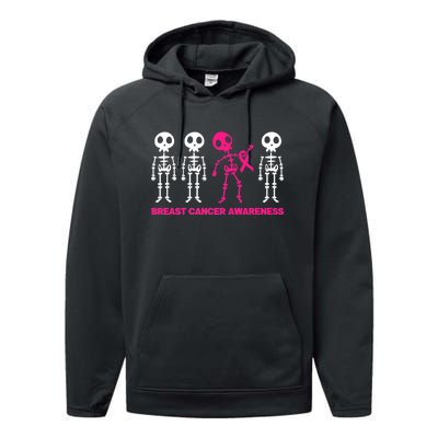 Skeleton Pink Ribbon Breast Cancer Awareness Halloween Boys Performance Fleece Hoodie