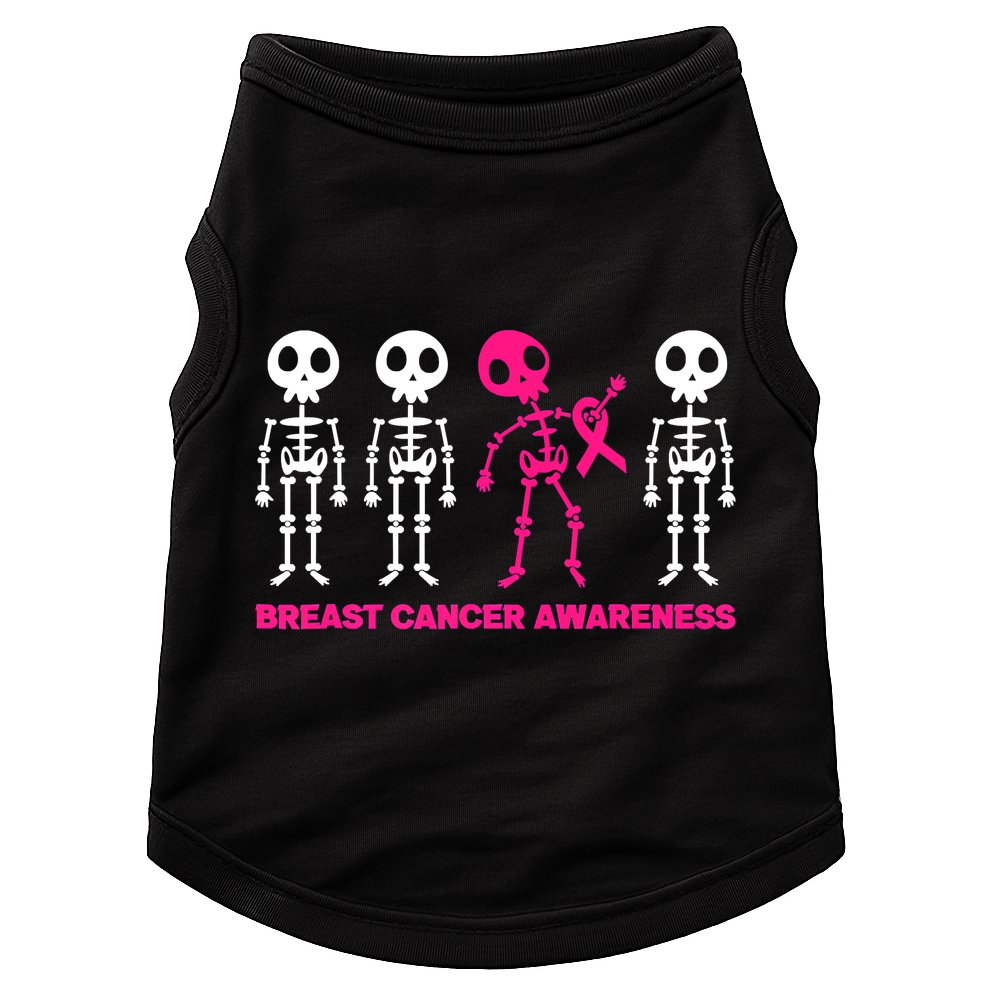 Skeleton Pink Ribbon Breast Cancer Awareness Halloween Boys Doggie Tank