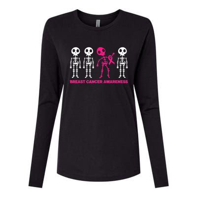 Skeleton Pink Ribbon Breast Cancer Awareness Halloween Boys Womens Cotton Relaxed Long Sleeve T-Shirt