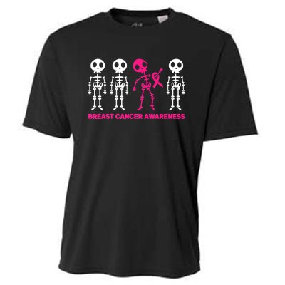 Skeleton Pink Ribbon Breast Cancer Awareness Halloween Boys Cooling Performance Crew T-Shirt