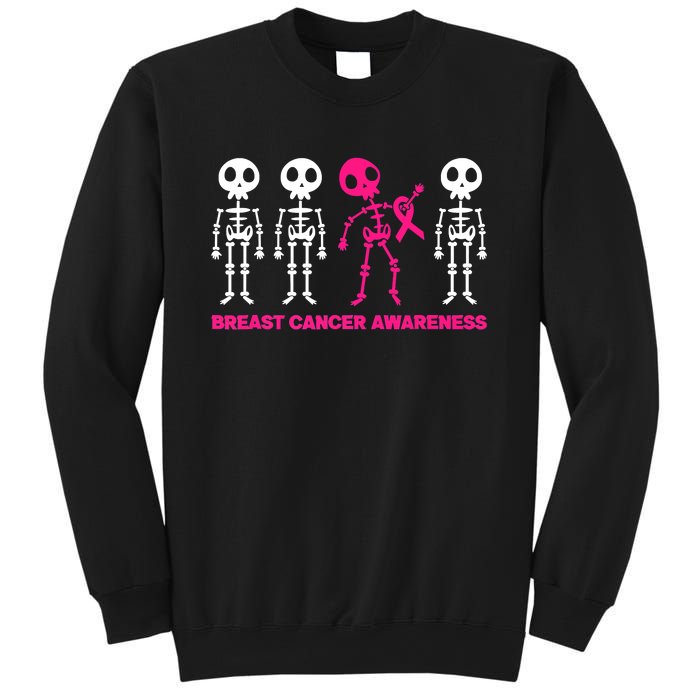 Skeleton Pink Ribbon Breast Cancer Awareness Halloween Boys Sweatshirt