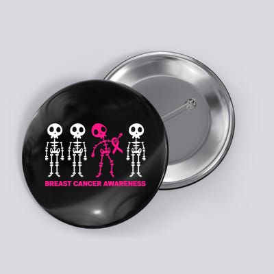 Skeleton Pink Ribbon Breast Cancer Awareness Halloween Boys Button