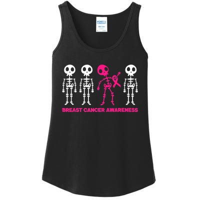 Skeleton Pink Ribbon Breast Cancer Awareness Halloween Boys Ladies Essential Tank