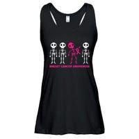 Skeleton Pink Ribbon Breast Cancer Awareness Halloween Boys Ladies Essential Flowy Tank