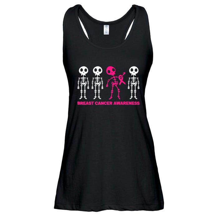 Skeleton Pink Ribbon Breast Cancer Awareness Halloween Boys Ladies Essential Flowy Tank