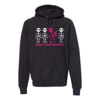 Skeleton Pink Ribbon Breast Cancer Awareness Halloween Boys Premium Hoodie