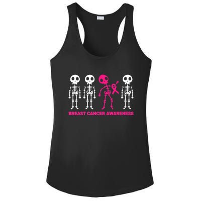 Skeleton Pink Ribbon Breast Cancer Awareness Halloween Boys Ladies PosiCharge Competitor Racerback Tank