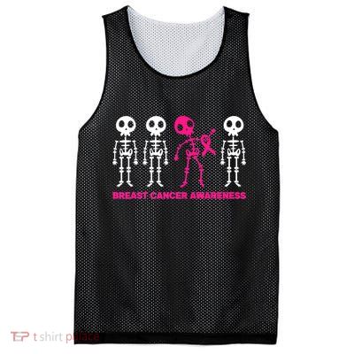 Skeleton Pink Ribbon Breast Cancer Awareness Halloween Boys Mesh Reversible Basketball Jersey Tank