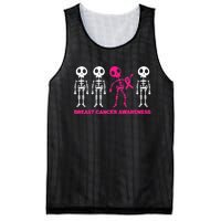 Skeleton Pink Ribbon Breast Cancer Awareness Halloween Boys Mesh Reversible Basketball Jersey Tank