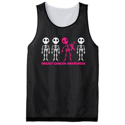 Skeleton Pink Ribbon Breast Cancer Awareness Halloween Boys Mesh Reversible Basketball Jersey Tank