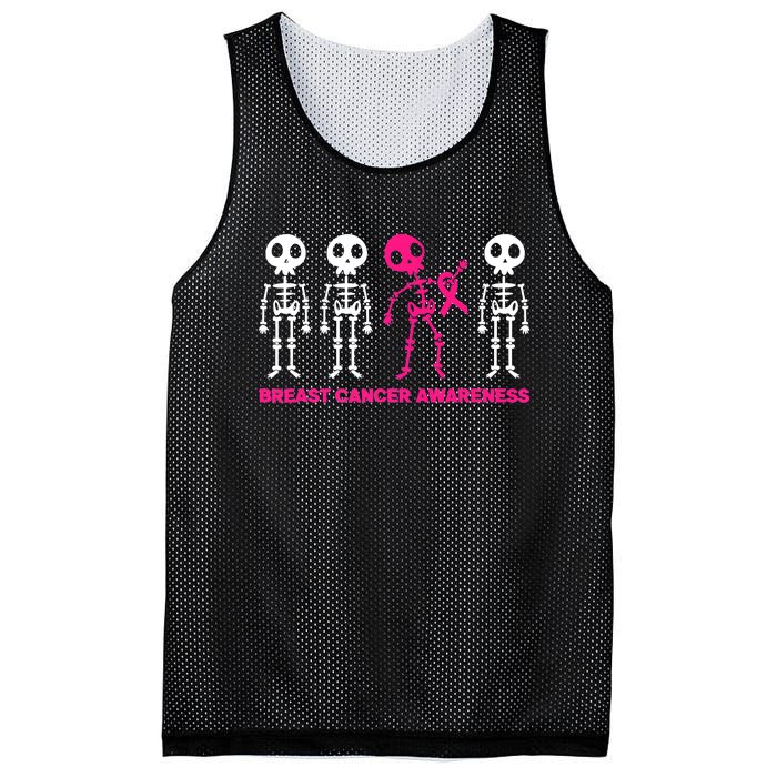 Skeleton Pink Ribbon Breast Cancer Awareness Halloween Boys Mesh Reversible Basketball Jersey Tank