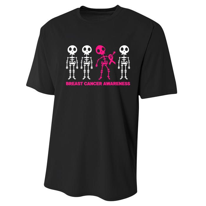 Skeleton Pink Ribbon Breast Cancer Awareness Halloween Boys Performance Sprint T-Shirt