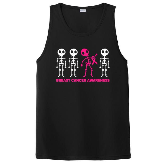 Skeleton Pink Ribbon Breast Cancer Awareness Halloween Boys PosiCharge Competitor Tank