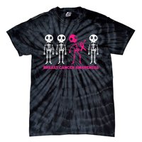 Skeleton Pink Ribbon Breast Cancer Awareness Halloween Boys Tie-Dye T-Shirt