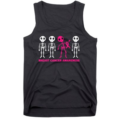 Skeleton Pink Ribbon Breast Cancer Awareness Halloween Boys Tank Top