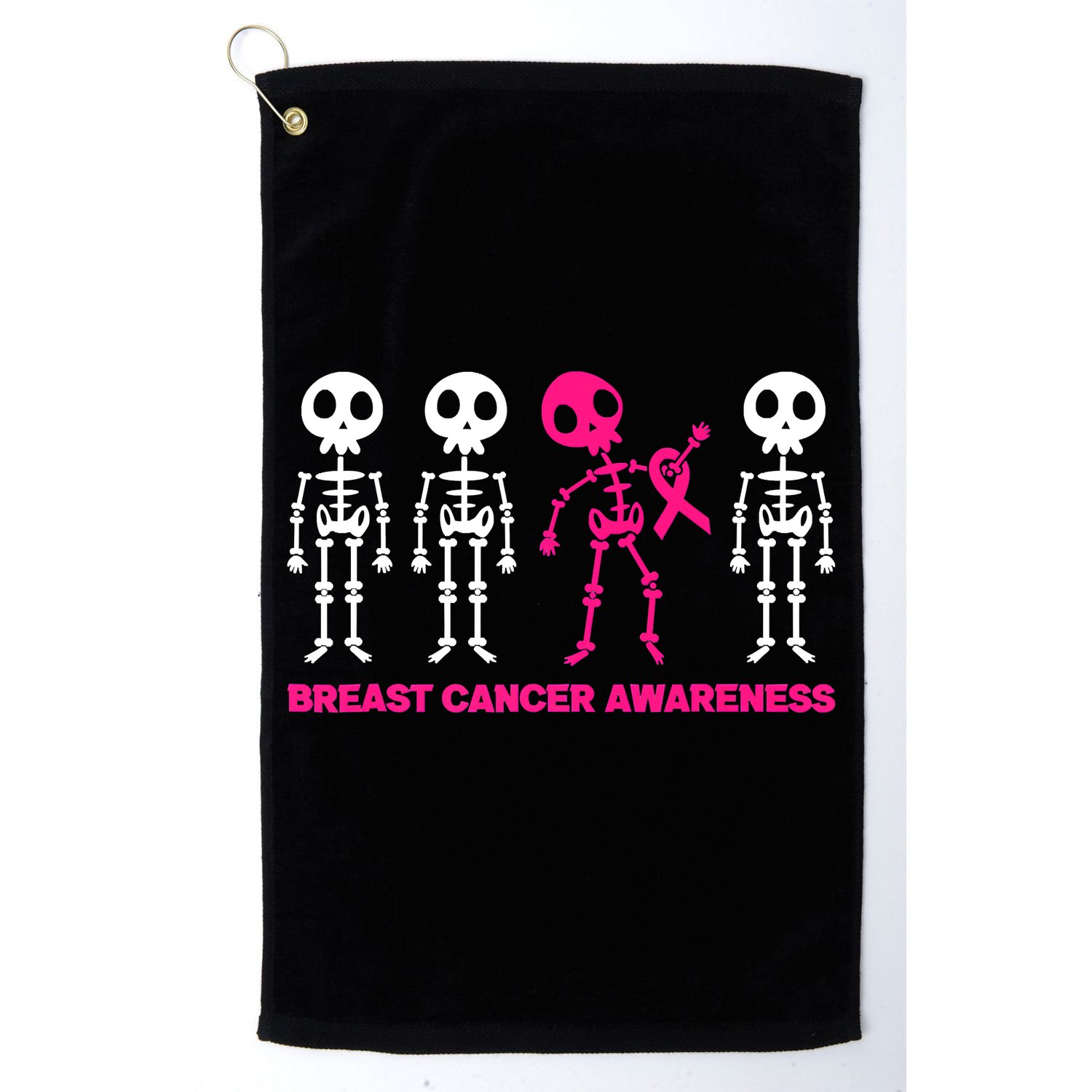 Skeleton Pink Ribbon Breast Cancer Awareness Halloween Boys Golf Towel