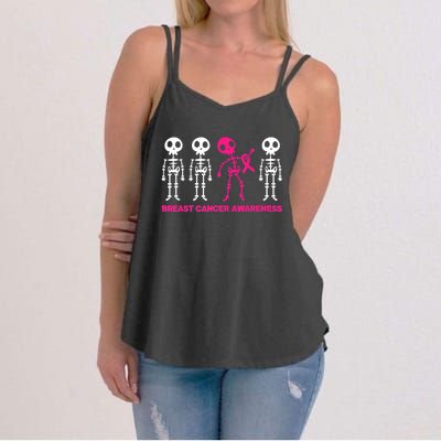 Skeleton Pink Ribbon Breast Cancer Awareness Halloween Boys Women's Strappy Tank