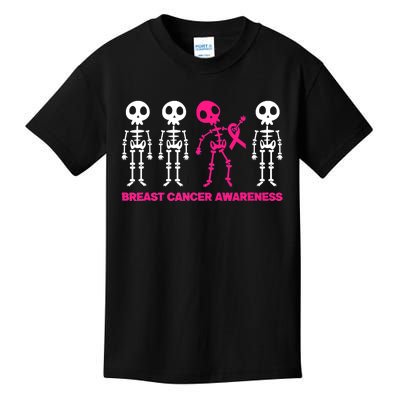 Skeleton Pink Ribbon Breast Cancer Awareness Halloween Boys Kids T-Shirt