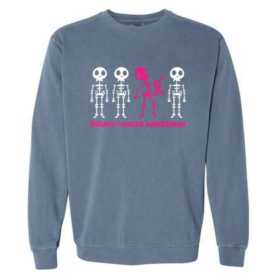 Skeleton Pink Ribbon Breast Cancer Awareness Halloween Boys Garment-Dyed Sweatshirt