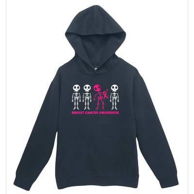 Skeleton Pink Ribbon Breast Cancer Awareness Halloween Boys Urban Pullover Hoodie