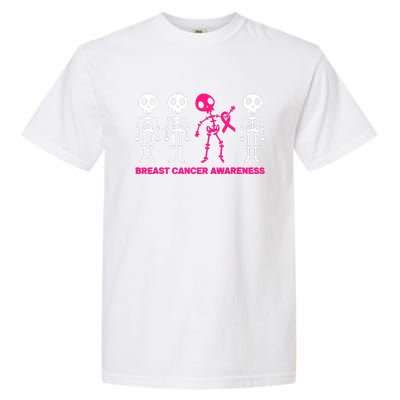 Skeleton Pink Ribbon Breast Cancer Awareness Halloween Boys Garment-Dyed Heavyweight T-Shirt