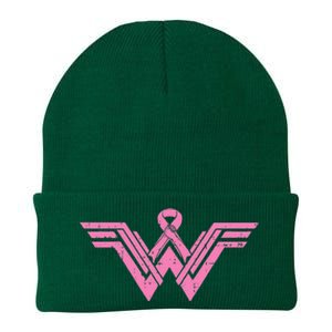 Superhero Pink Ribbon Breast Cancer Awareness Mom Wife Gift Knit Cap Winter Beanie