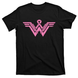 Superhero Pink Ribbon Breast Cancer Awareness Mom Wife Gift T-Shirt