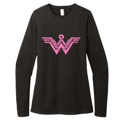 Superhero Pink Ribbon Breast Cancer Awareness Mom Wife Gift Womens CVC Long Sleeve Shirt