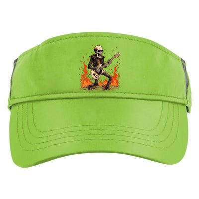 Skeleton Playing Rock And Roll Around Fire Rock On Band Cute Gift Adult Drive Performance Visor