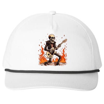 Skeleton Playing Rock And Roll Around Fire Rock On Band Cute Gift Snapback Five-Panel Rope Hat