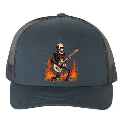 Skeleton Playing Rock And Roll Around Fire Rock On Band Cute Gift Yupoong Adult 5-Panel Trucker Hat