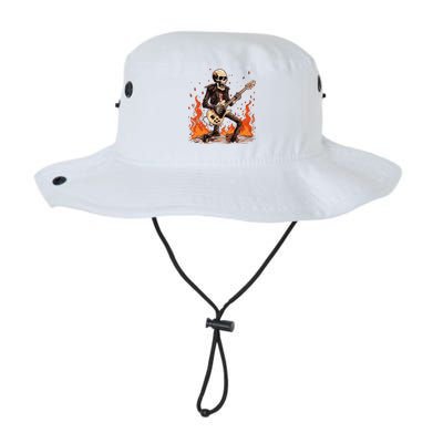 Skeleton Playing Rock And Roll Around Fire Rock On Band Cute Gift Legacy Cool Fit Booney Bucket Hat