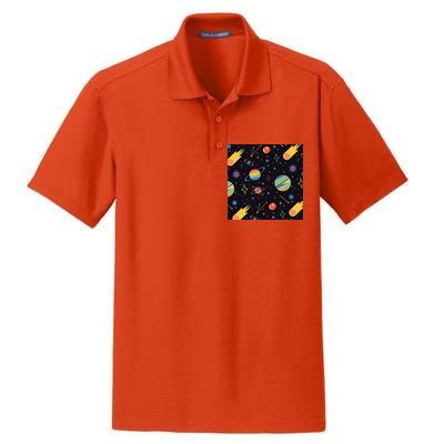 Space Planets Rainbow Galaxy Patterns Dry Zone Grid Polo