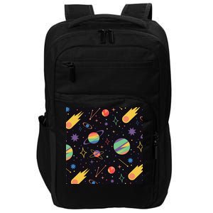 Space Planets Rainbow Galaxy Patterns Impact Tech Backpack