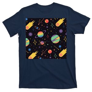 Space Planets Rainbow Galaxy Patterns T-Shirt