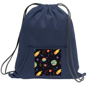 Space Planets Rainbow Galaxy Patterns Sweatshirt Cinch Pack Bag