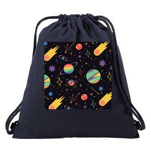 Space Planets Rainbow Galaxy Patterns Drawstring Bag