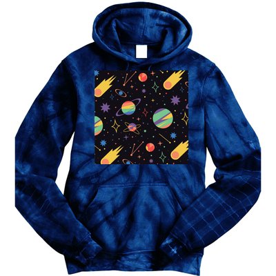 Space Planets Rainbow Galaxy Patterns Tie Dye Hoodie