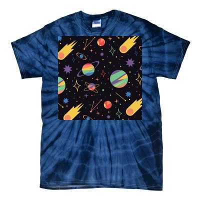 Space Planets Rainbow Galaxy Patterns Tie-Dye T-Shirt