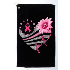 Sunflower Pink Ribbon Faith Breast Cancer Awareness Platinum Collection Golf Towel