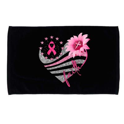 Sunflower Pink Ribbon Faith Breast Cancer Awareness Microfiber Hand Towel