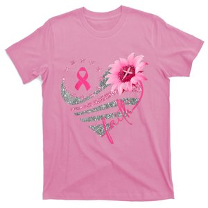 Sunflower Pink Ribbon Faith Breast Cancer Awareness T-Shirt